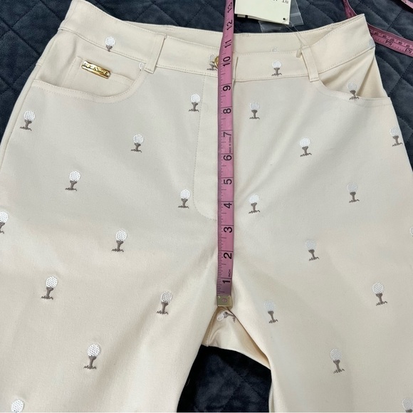 St. John Sport Pants Jeans Women Size 2 Straight Leg Golf Cream Crop C - Picture 8 of 12
